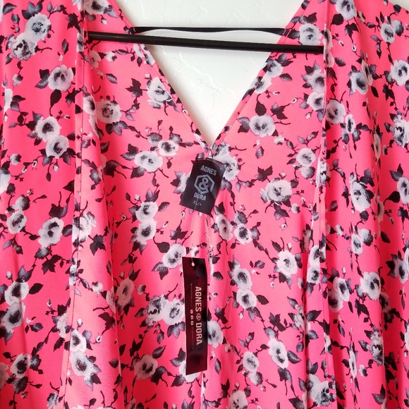 Agnes & Dora Plus Sz Pink Floral Flowy Kimono - Picture 5 of 12